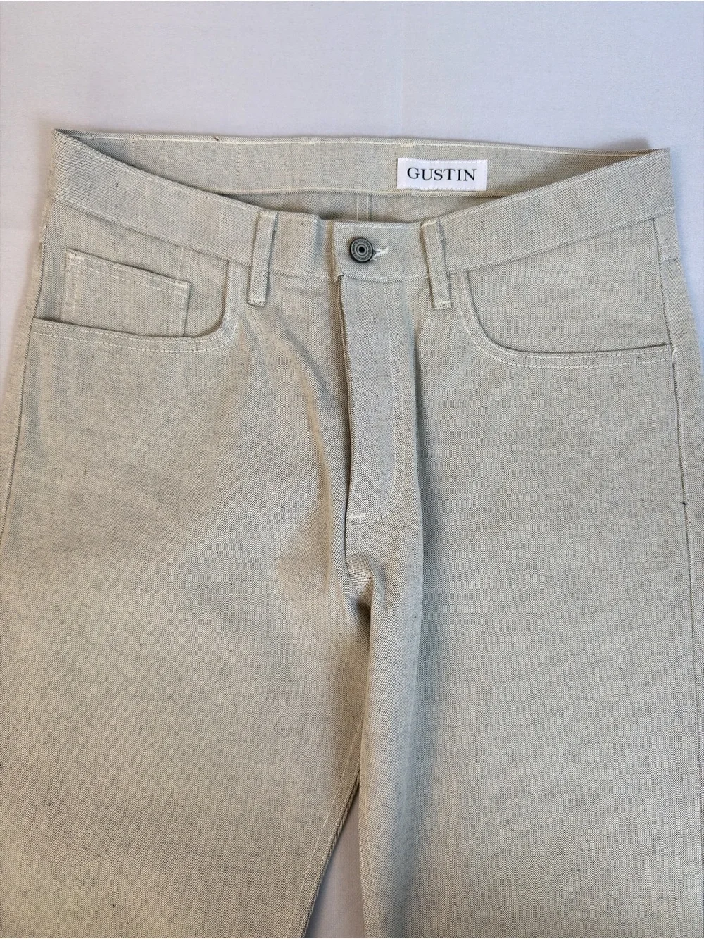 Gustin Straight Fit Natural Denim Pants USA Made Oatmeal Canvas
